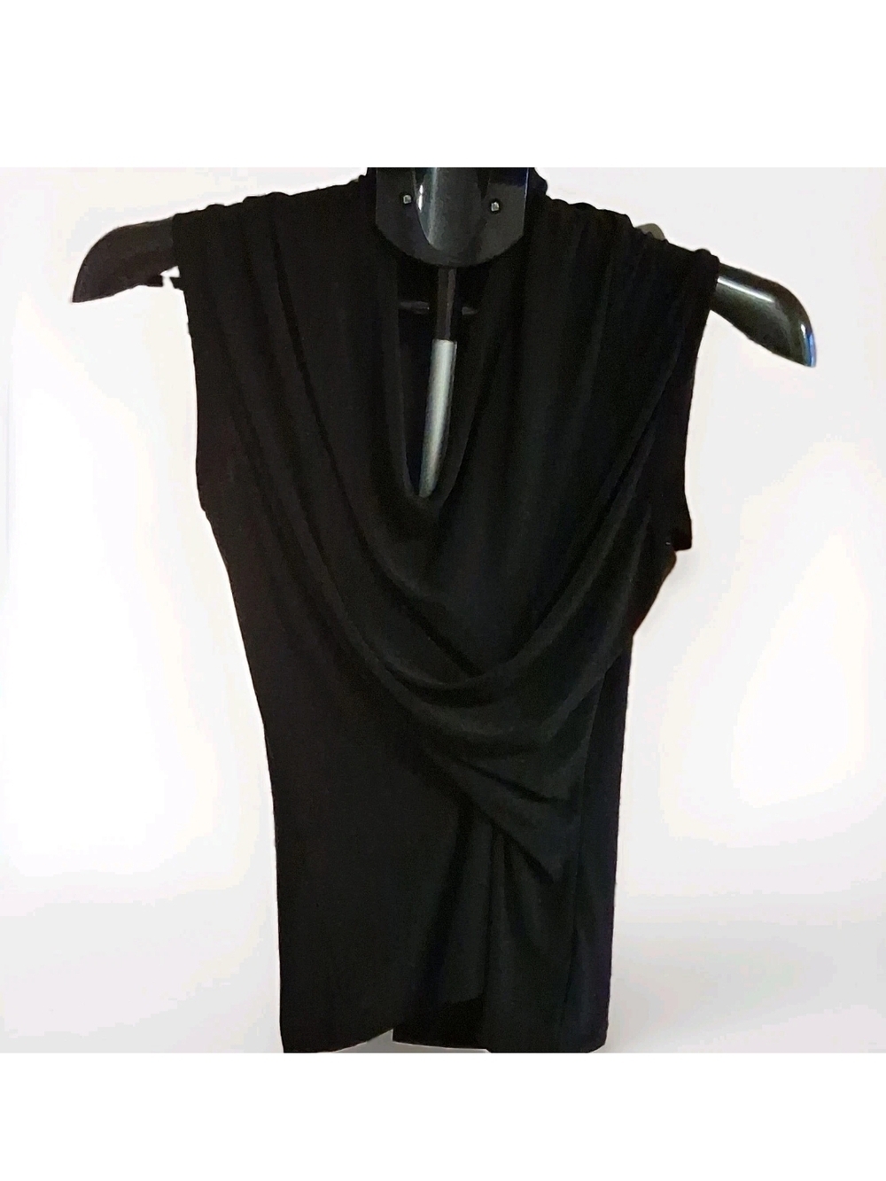 Norma Kamali Black Draped Cowl Sleeveless Top